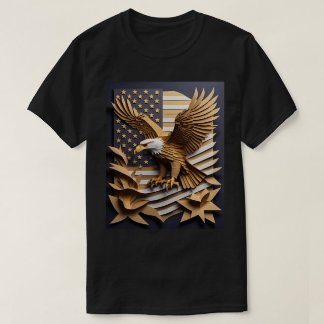Eagle 3D Paper Art Design T-shirt  (Design Front)