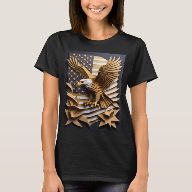 Eagle 3D Paper Art Design T-shirt  (Front)