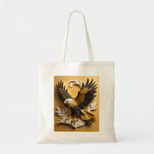 Eagle 3D Paper Art Design T-shirt  Tote Bag