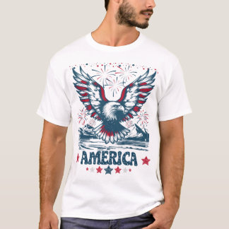 Eagle American Flag Fireworks T-Shirt