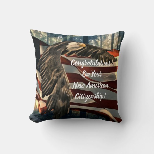 Eagle American Flag USA Citizenship  Cushion (Front)