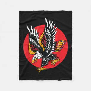 Eagle American Traditional Tattoo Ink Old School F Fleece Blanket