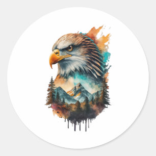 eagle and a mountain natural scenery classic round sticker
