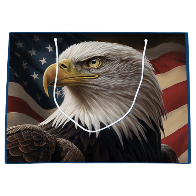 Eagle and American Flag Large Gift Bag (Front)