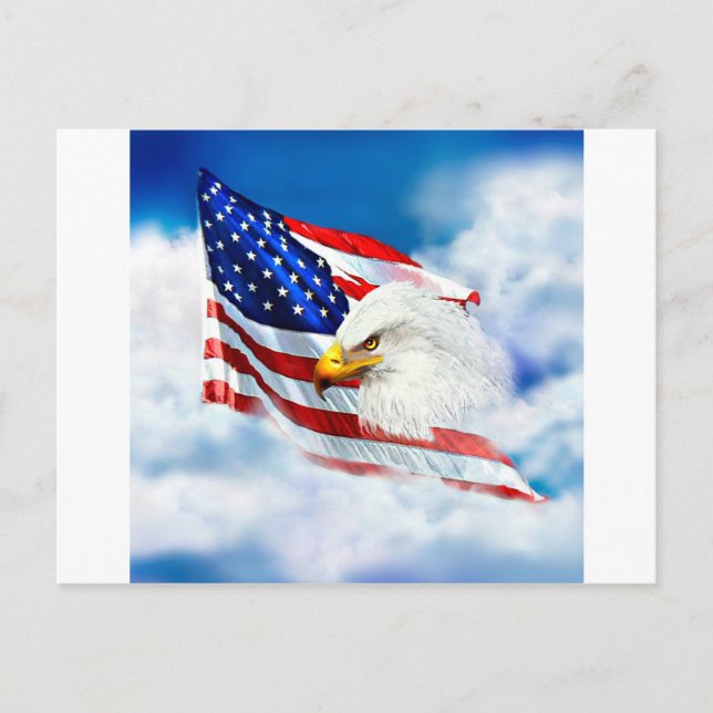 Eagle and American Flag Postcard (Front)