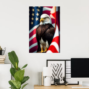 Eagle and American Flag Poster