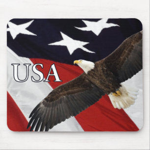 Eagle and American Flag USA Mouse Pad