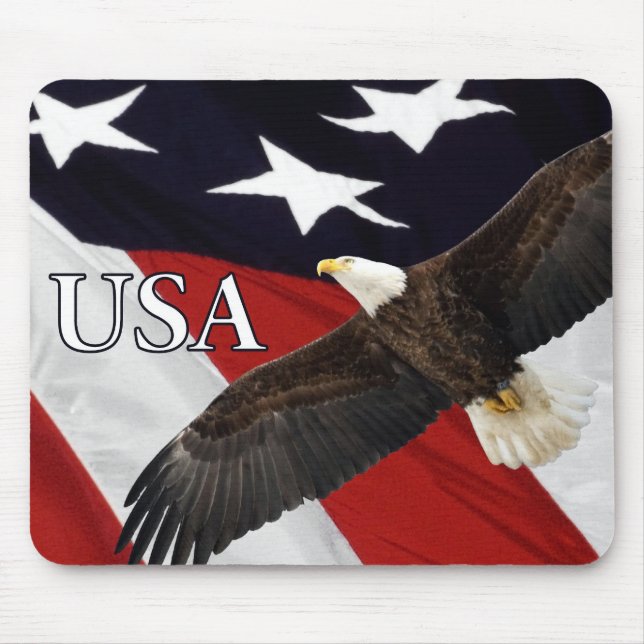 Eagle and American Flag USA Mouse Pad (Front)