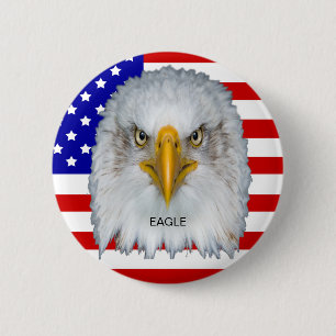 Eagle and Custom American Flag 6 Cm Round Badge