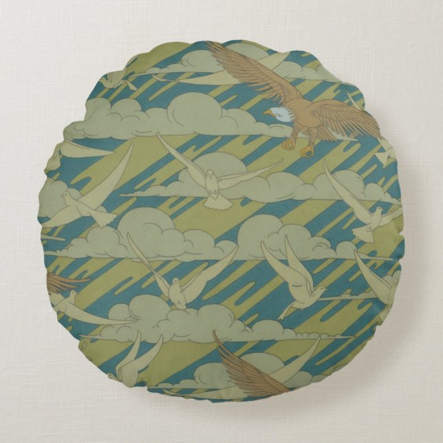 Eagle and Dove Round Cushion (Front)