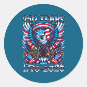 Eagle and flag 250 years 1776-2026 250th birthday  classic round sticker