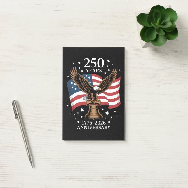 Eagle and Flag 250 Years of America 1776-2026 Post-it Notes (Office)