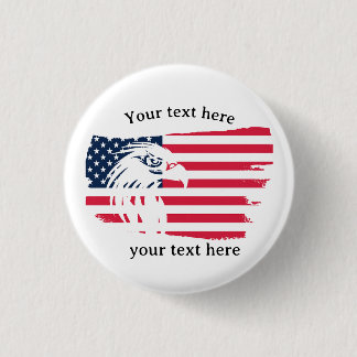 eagle and flag 3 cm round badge