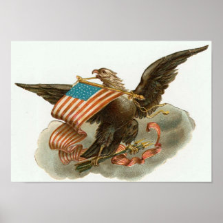 Eagle and Flag Poster