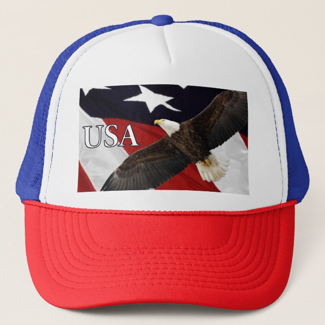 Eagle and Flag USA Trucker Hat (Front)