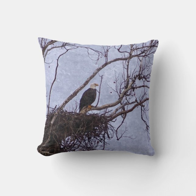 Eagle And Nest Painterly Cushion (Front)