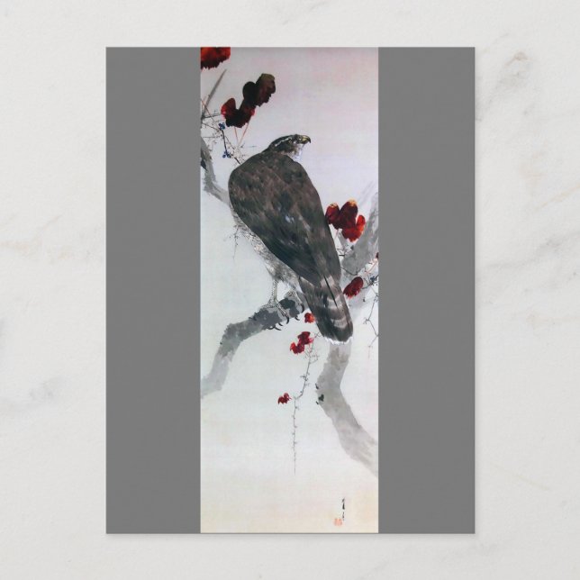 Eagle and Red Ivy Leaf, Watanabe Seitei Postcard (Front)