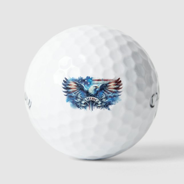 Eagle and USA flag.Patriotic. Golf Balls (Front)