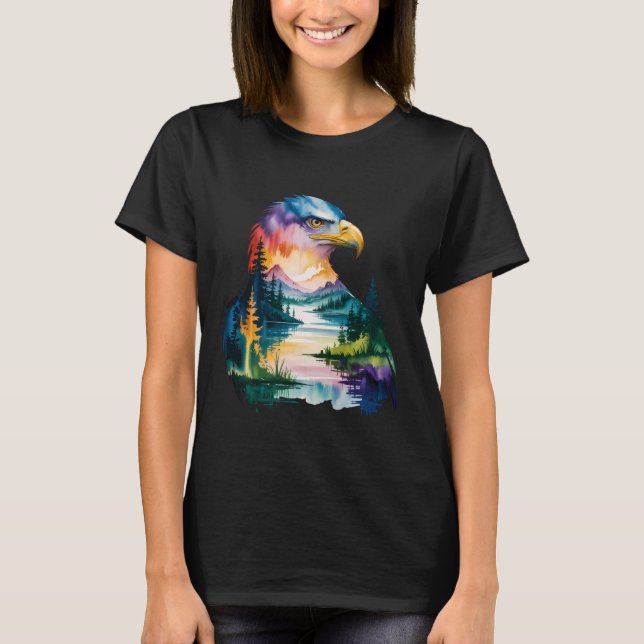 Eagle Animal Lover Artwork Wildlife Forest Graphic T-Shirt (Front)