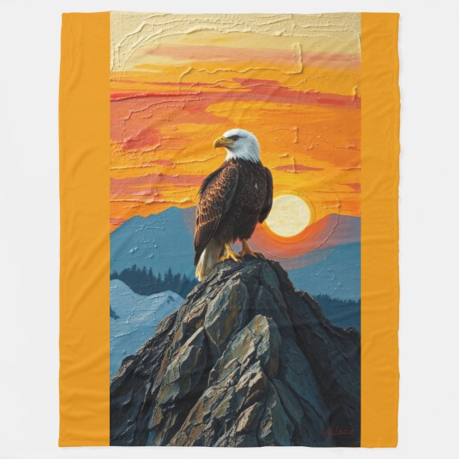 Eagle at Sunset Fleece Blanket (Front)