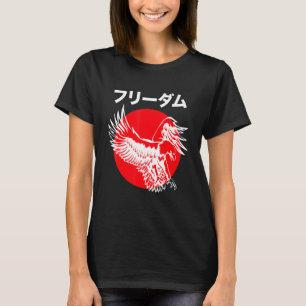 Eagle Attacking Japanese Kanji Writing On Rising T-Shirt