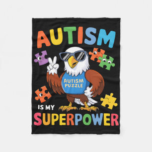Eagle Autism Is My Superpower Accept Support Love  Fleece Blanket