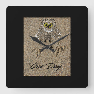 Eagle Baby & Footprints in the Sand "One Day" Square Wall Clock