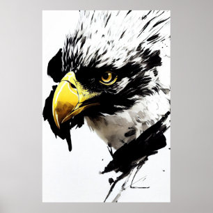 Eagle Bald Wild Nature Free Spirit Art Brush Paint Poster
