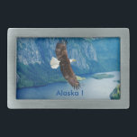 Eagle belt buckle<br><div class="desc">Let others know that either your from Alaska or that you've been there when you wear this buckle. A bald eagle proudly soars over Misty Fjords in the SE part of Alaska.</div>