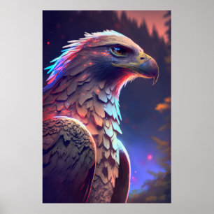 Eagle Bird Animal Portrait Painting Wildlife Poster