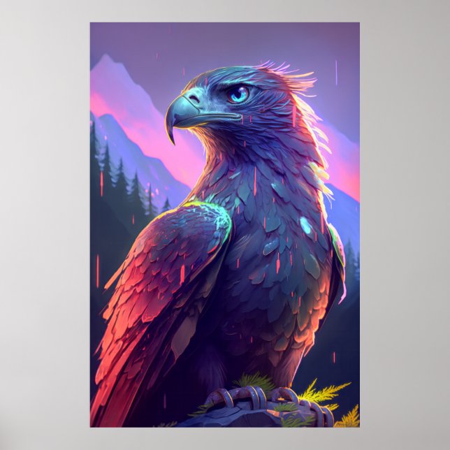Eagle Bird Animal Portrait Painting Wildlife Poster (Front)