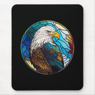 Eagle Bird Animal Portrait Stained Glass Wildlife Mouse Pad