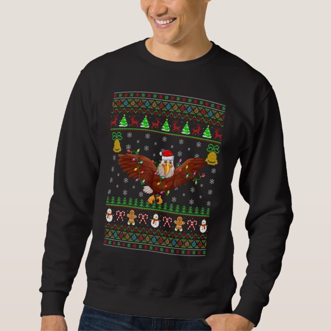 Eagle Bird   Lighting Santa Bald Eagle Ugly Christ Sweatshirt (Front)
