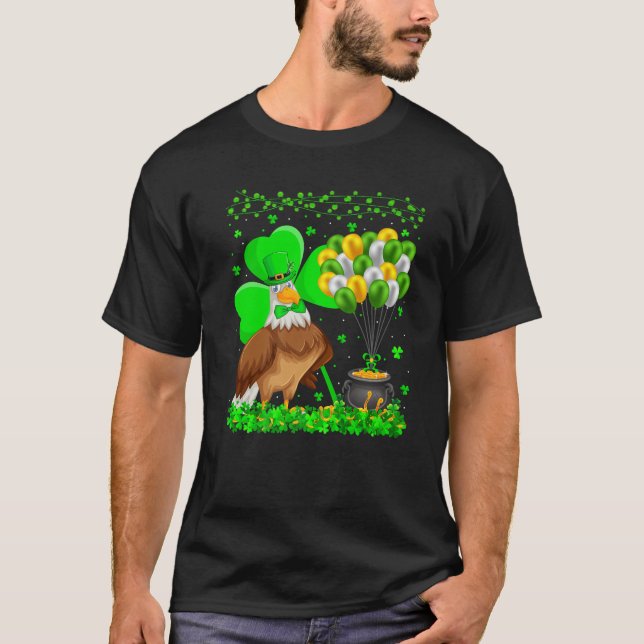 Eagle Bird Lover Funny Shamrock Eagle St Patrick's T-Shirt (Front)