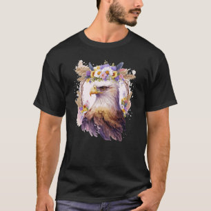 Eagle Bird Of Prey Flower Crown Floral Birding T-Shirt