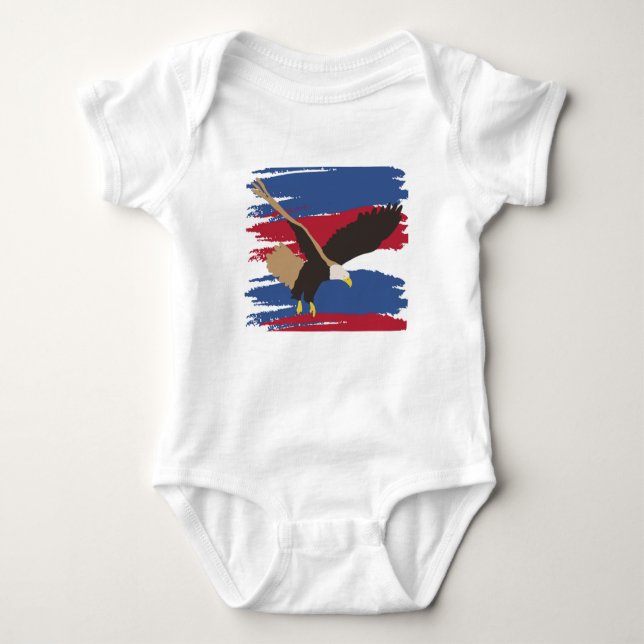 Eagle Bird USA Patriotic American Flag  Baby Bodysuit (Front)