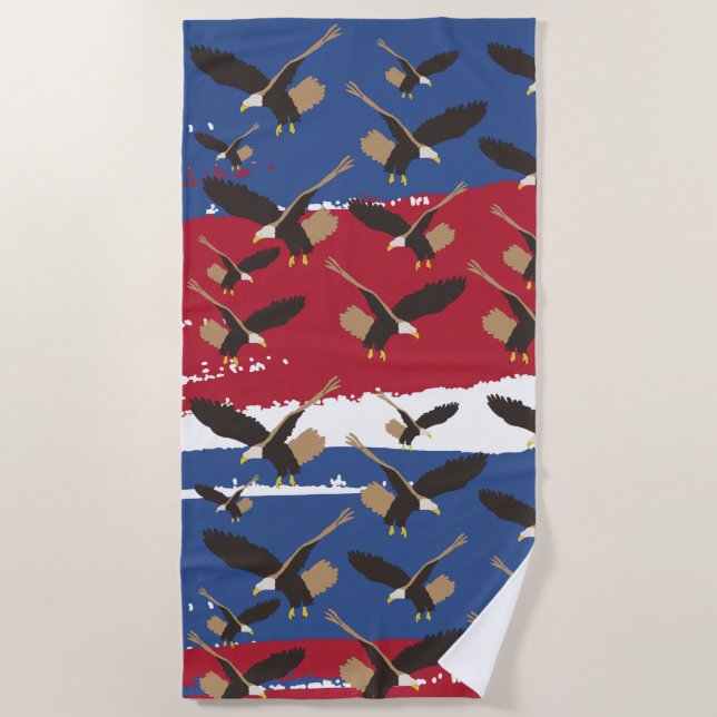 Eagle Bird USA Patriotic American Flag  Beach Towel (Front)