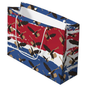 Eagle Bird USA Patriotic American Flag Large Gift Bag