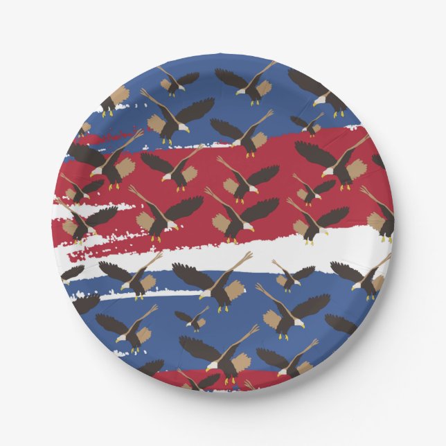 Eagle Bird USA Patriotic American Flag  Paper Plate (Front)
