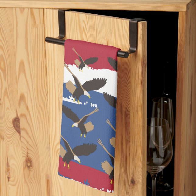 Eagle Bird USA Patriotic American Flag  Tea Towel (Thirds Fold)