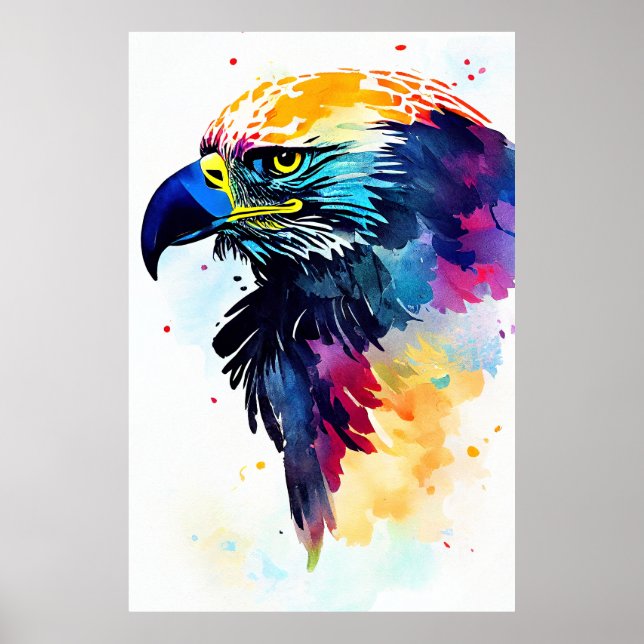 Eagle Bird Wild Nature Animal Color Art Painting Poster (Front)