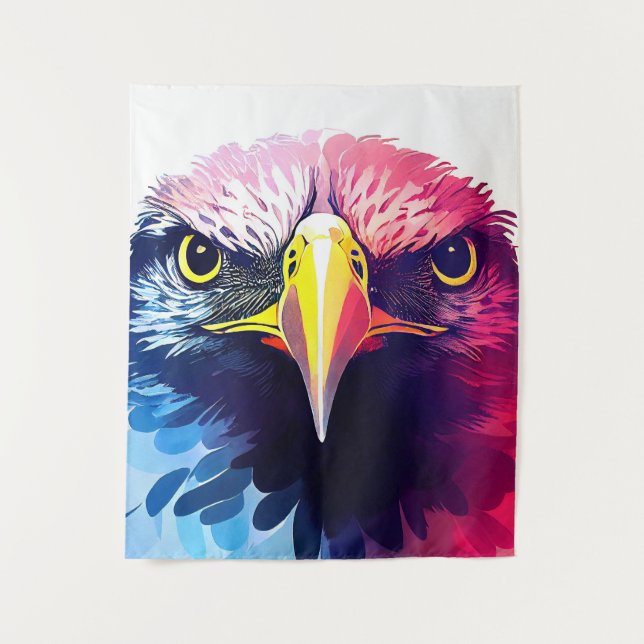 Eagle Bird Wild Nature Animal Color Art Painting Tapestry (Front)
