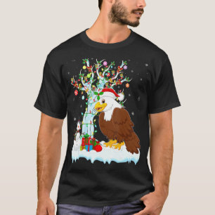 Eagle Bird Xmas Tree Lighting Santa Hat Eagle Chri T-Shirt
