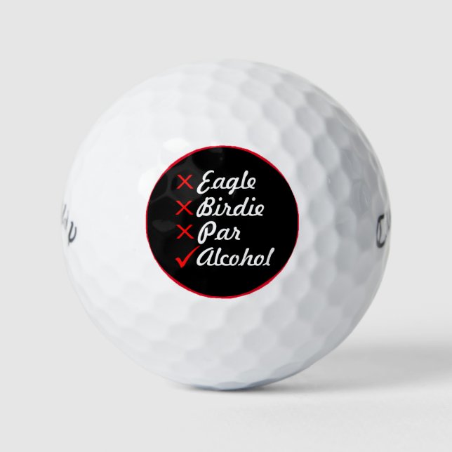 Eagle Birdie Par Alcohol  2 Golf Humour Balls (Front)