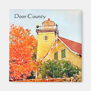 Eagle Bluff Lighthouse Watercolor Door County Magnet