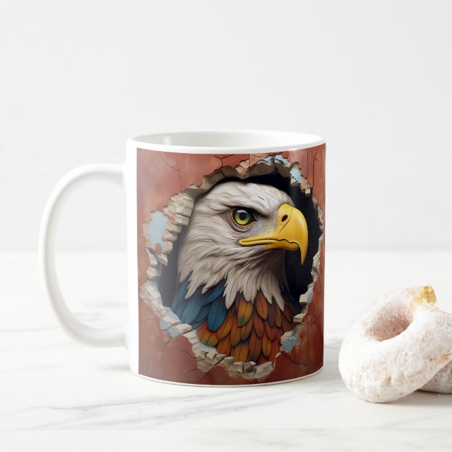 Eagle Breaking Out of Wall Cup, Mug  (With Donut)