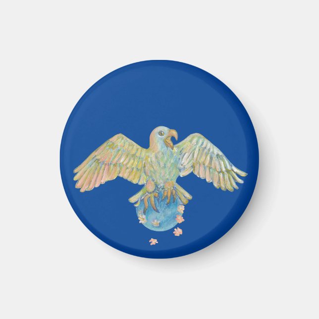 Eagle Carrying Earth Deep Blue Magnet (Front)