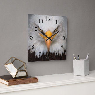 Eagle Closeup Square Wall Clock