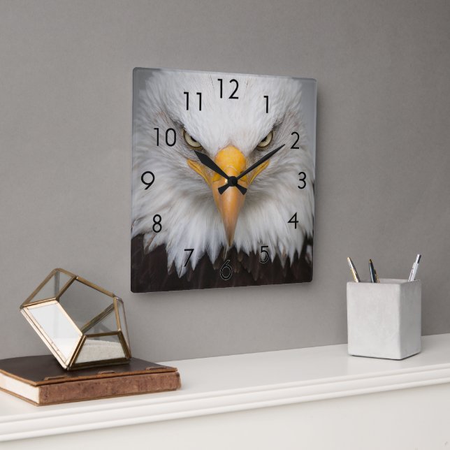 Eagle Closeup Square Wall Clock (Office)