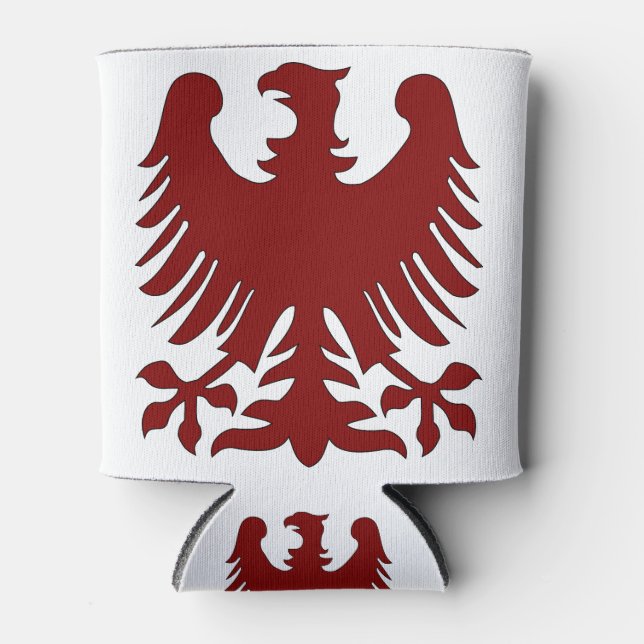 Eagle Coat Arms Phoenix Maroon Nobility Heraldic Can Cooler (Front)